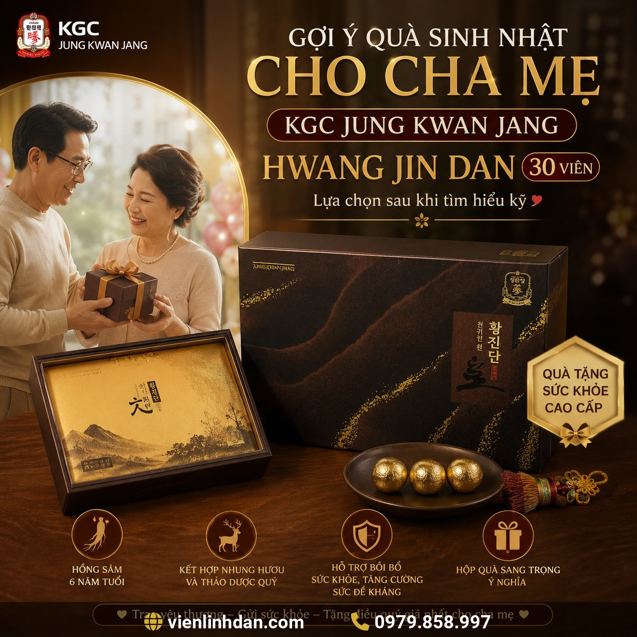 Gợi ý quà sinh nhật cho cha mẹ – KGC Jung Kwan Jang Hwang Jin Dan 30 viên, lựa chọn sau khi tìm hiểu kỹ